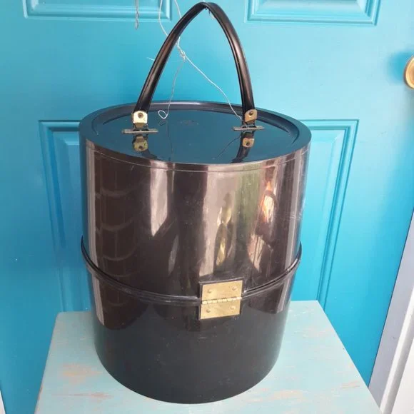 Vintage Hair Vintage Hat Box Mid Century Modern Wig Bag Tall